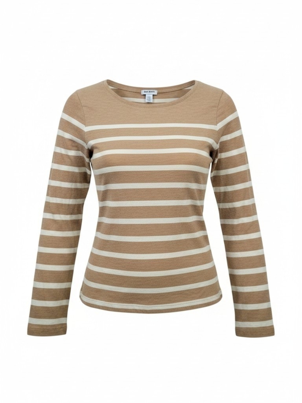 Old Navy Beige and White Striped Long-Sleeve Tee